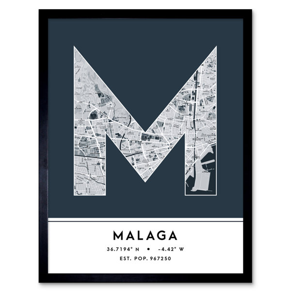 Wee Blue Coo Malaga Spain City Map by Wee Blue Coo Single Picture